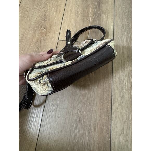 Vintage Y2K NY & Co Mini Tiny Tapestry Purse Floral Mocha Cottagecore - Picture 11 of 11